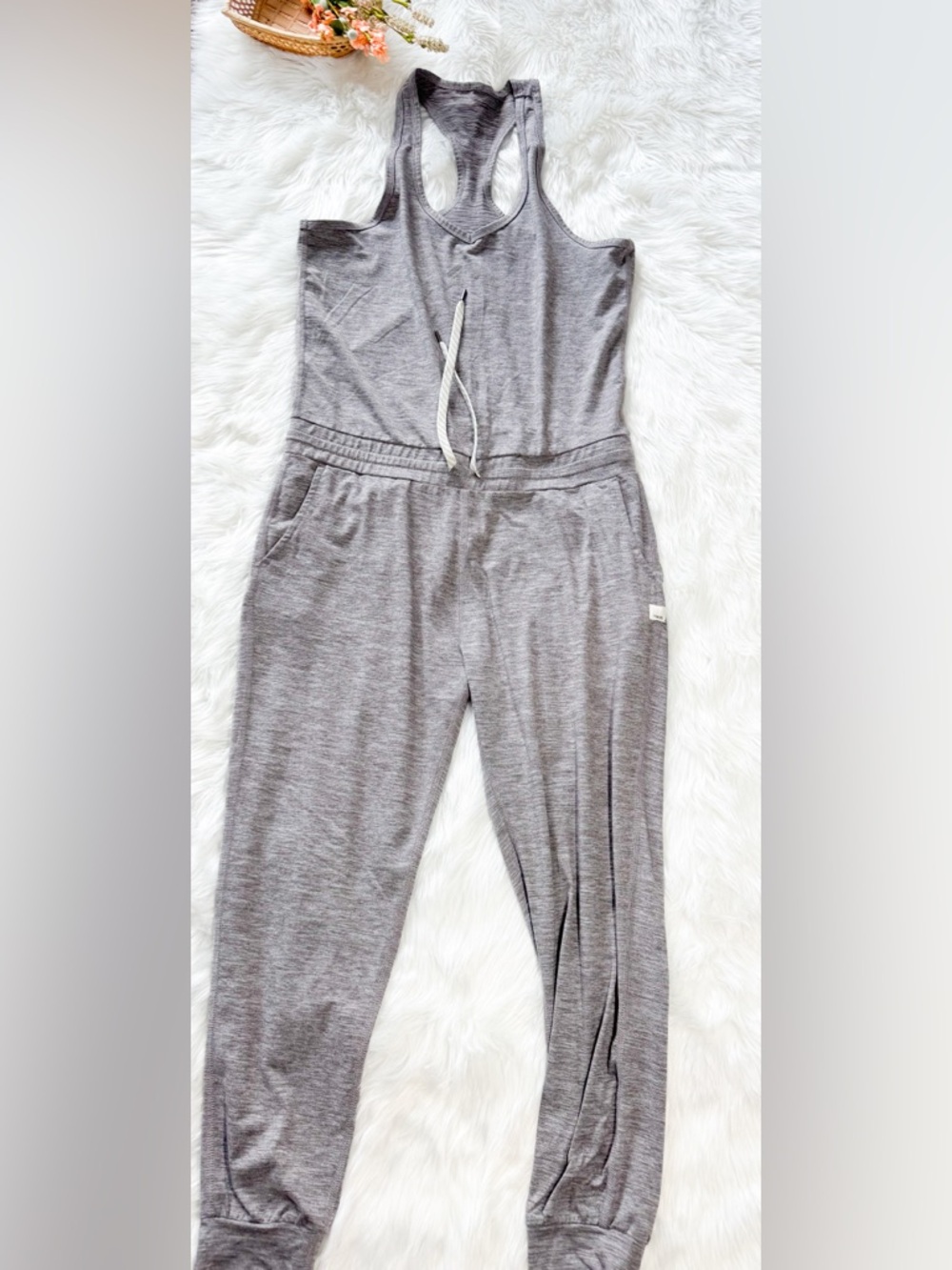 Vuori Jumpsuit One Piece Drawstring Sleeveless Gray Size S - Picture 2 of 2